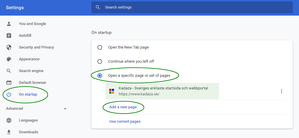 Chrome On Startup Settings