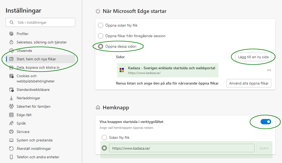 När Microsoft Edge startar